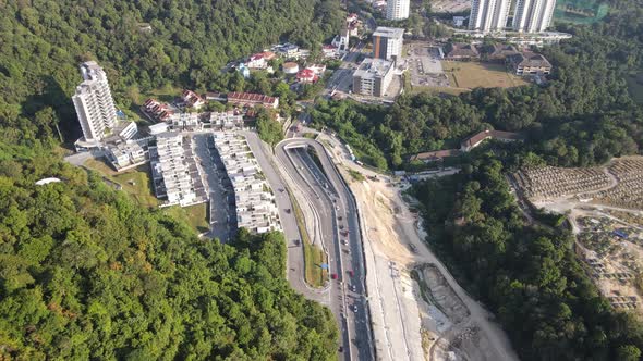 Aerial view car at Lebuh Bukit Jambul