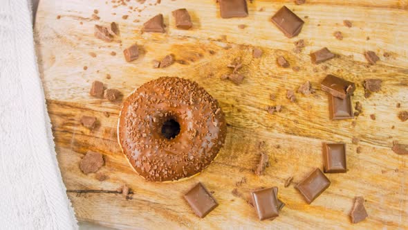 Chocolate Donuts Decorated with Chocolate Pieces