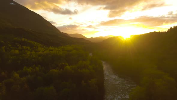 Aerial View of the Beautiful Valley with Canadian Mountain Landscape