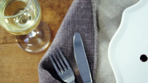 Salad with wine served on plate