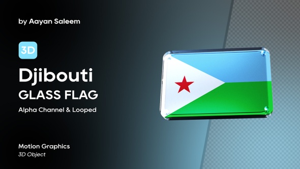 Djibouti Flag 3D Glass Badge