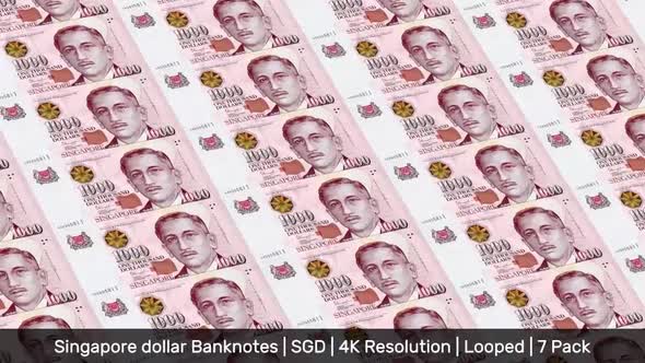 Singapore Banknotes Money / Singapore dollar / Currency $ / SGD/ | 7 Pack | - 4K