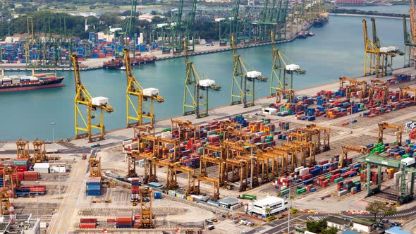 Logistics in Container Port of Singapore Time-lapse