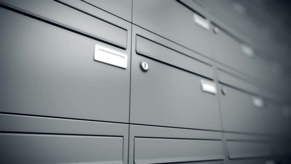 The infinite wall of mailboxes. The correspondence delivery. Loopable. HD