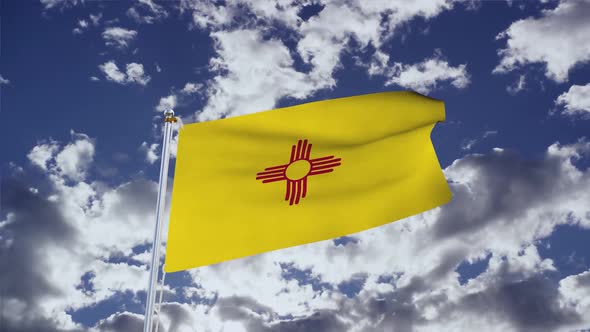 New Mexico Flag With Sky