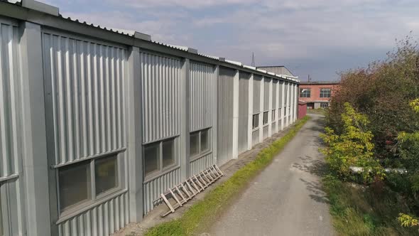 Drone view of One-storey workshop from a metal profile 05