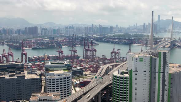 Timelapse Large Hong Kong Harbour By Modern Buildings