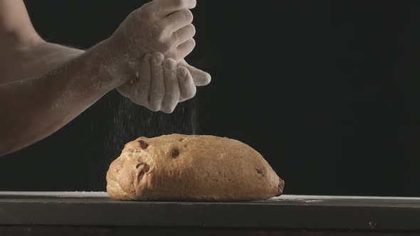 Closeup of Fresh Baked Bread on the Wooden Table