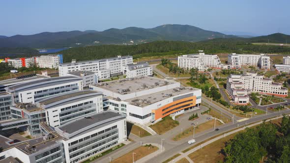 View From a Drone on the Campus of the Far Eastern Federal University FEFU