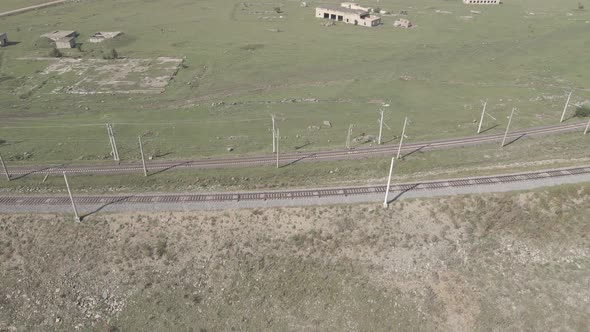 Aerial view of Railroad emergency stop track in Tsalka, Georgia