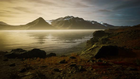 Mountains and Fjords at Norway Landscape