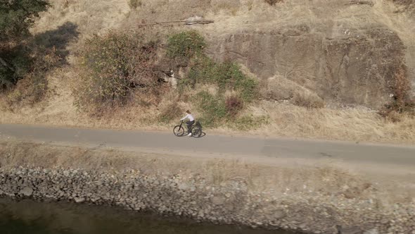 Footage Bike Road Along a River