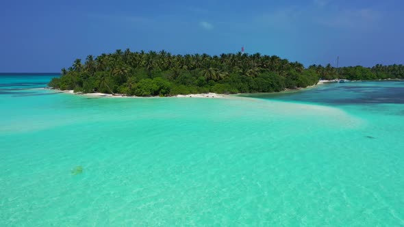 Aerial drone view panorama of tropical sea view beach trip by clear ocean and white sand background 