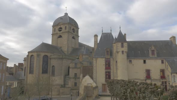 Beautiful Gothic style Basilique Notre Dame of Alencon located in  Normandy France 4K 2160p UHD foot