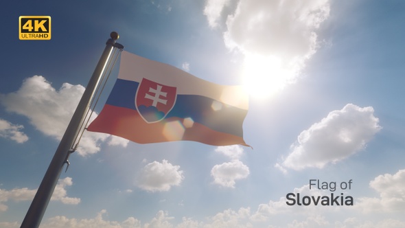 Slovakia Flag on a Flagpole V2 - 4K