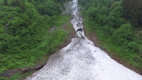 Snow Mass, River and Waterfall