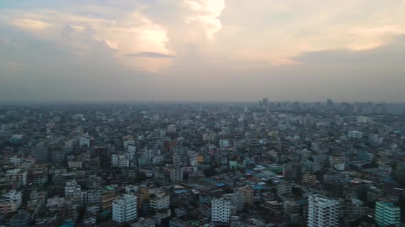 Aerial pan showing the enormity of metropolitan Dhaka - Bangladesh