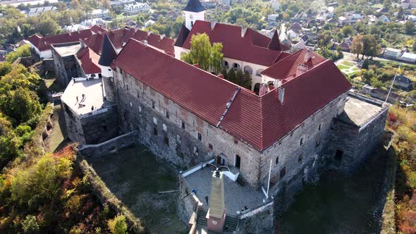Aerial View of Palanok Castle in Ukraine