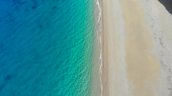 Aerial View of Beautiful Deserted Beach on Greek Island of Kefalonia