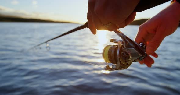 Man fishing in river 