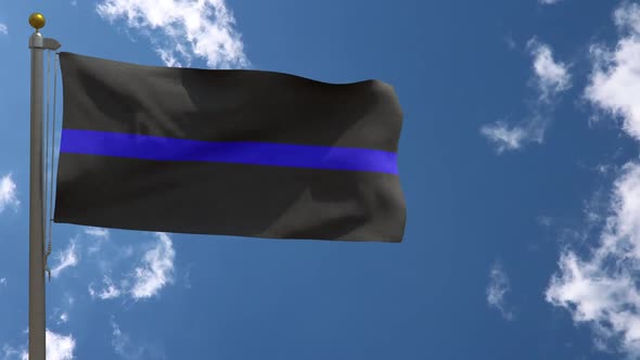 Thin Blue Line Flag On Flagpole