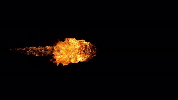 Super Slow Motion Shot of Side Flame Explosion at 1000Fps