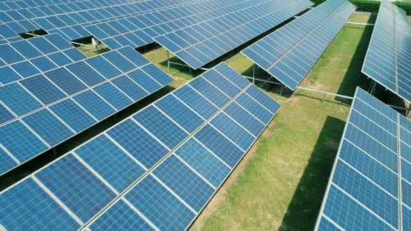 Aerial View of Solar Panels Farm Solar Cell