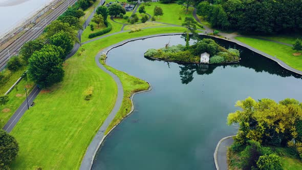 Aerial view man-made lake