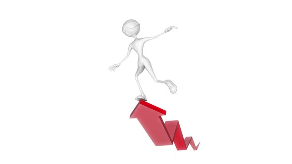 Cartoon 3D Trend Line  Looped on White