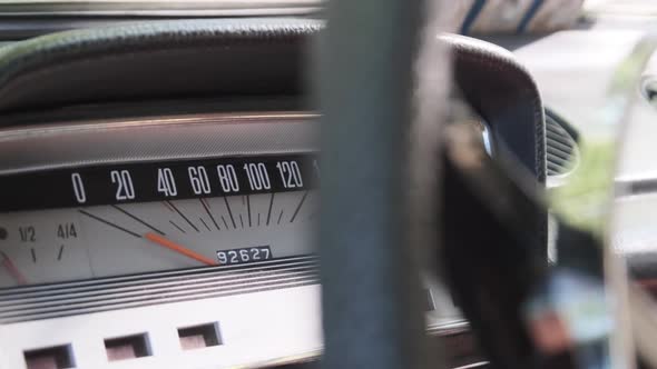 Car Retro Dashboard. Vintage Retro Speedometer and Instrument Panel of Old Car