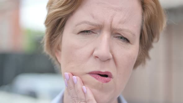 Toothache Close Up of Old Woman with Tooth Pain