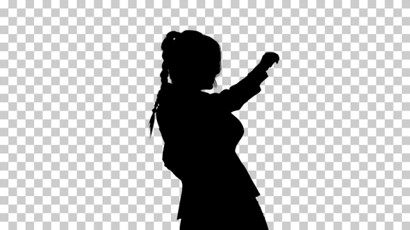 Silhouette Adorable confident young business woman dancing