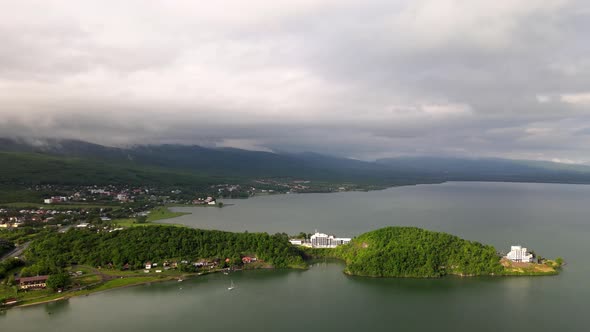 Aerial view of Zemplinska Sirava reservoir in Slovakia