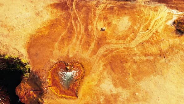 Aerial View Of Heart Shaped Mineral Spring Source In Wild Nature