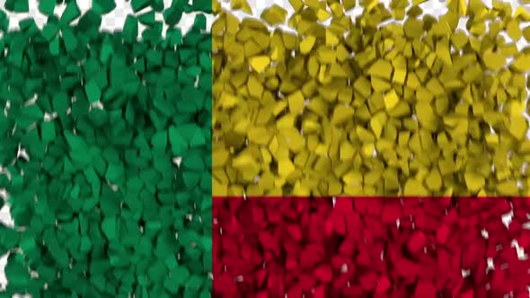 Benin Flag Breaking Rocks Transition