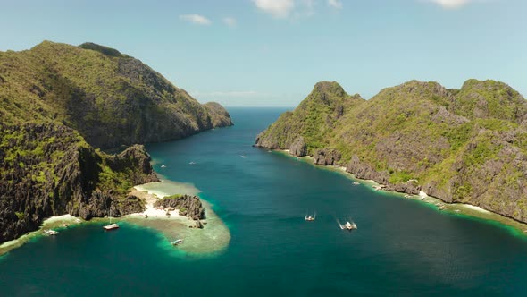 Tropical Seawater Lagoon and Beach Philippines El Nido