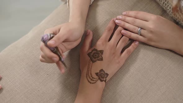 Traditional Henna Drawings on Skin.