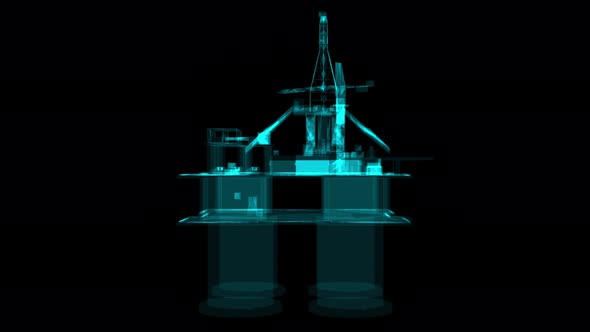 Xray 3d Hologram of Offshore Oil Platform alt