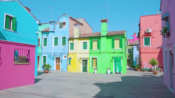 Rows of Multicolored Houses Standing Under Bright Sunlight