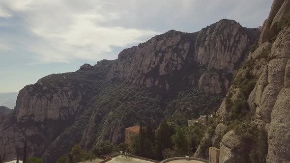 Aerial Shot Of Abbey of Montserrat In Spain