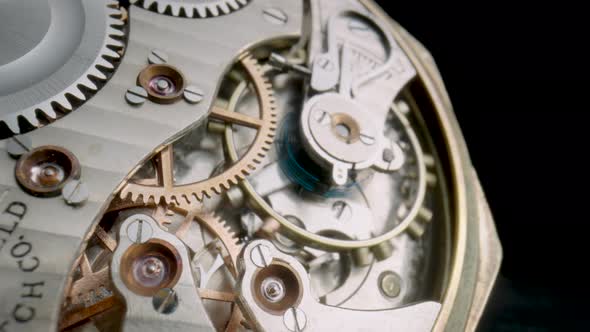 Macro Shot of the Internal Parts of Antique Pocket Watch