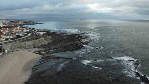 4k footage- Amazing view over Cascais coast in Portugal.