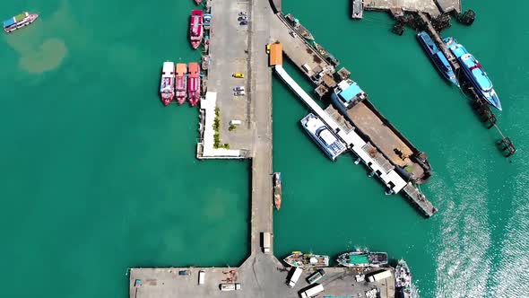 Drone view of ferry port, Nathon, Koh Samui