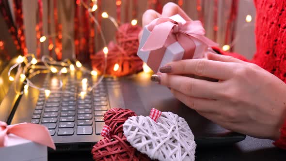 Online Shopping Concept with Woman Hand Typing Computer Keyboard