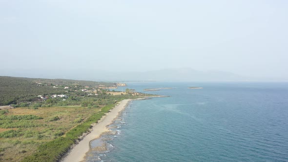 Aerial drone video of famous shipwreck of Dimitrios abandoned in Selinitsa bay