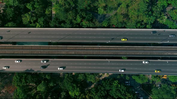 4k Aerial city view of Bangkok dowtnown, Flying over Bangkok, Thailand.