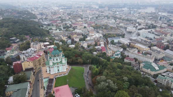 Cityscape of Kyiv, Ukraine. Aerial View, Slow Motion