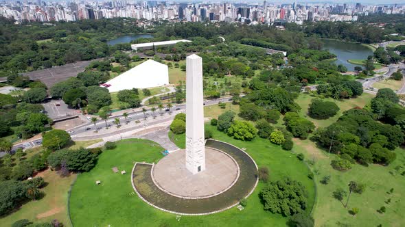 Downtown of Sao Paulo Brazil. Stunning landscape of Ibirapuera park.