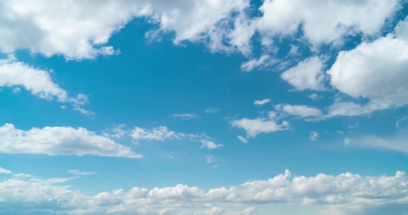 Timelapse of Daytime Blue Sky with Flying White Clouds