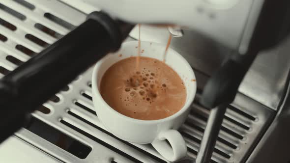 Espresso machine making fresh coffee